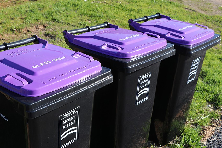 Cutting down waste: Moyne Shire Council will soon roll out a new purple-lidded bin for glass collection.