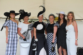 Chic: Mortlake Cup Fashions on the Field judges celebrated with the winners in this year’s women’s competition. 