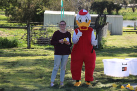 Race winner: Rebecca Mann won the inaugural Mortlake P-12 College duck race.