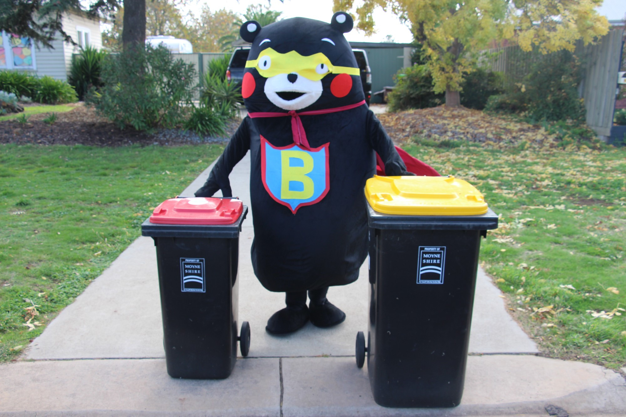 Creative flair: Mortlake’s Jacqui Wilson has dressed up in a variety of costumes, including ‘Super Bin Boy’ as part of the Bin Isolation Outing Facebook group.
