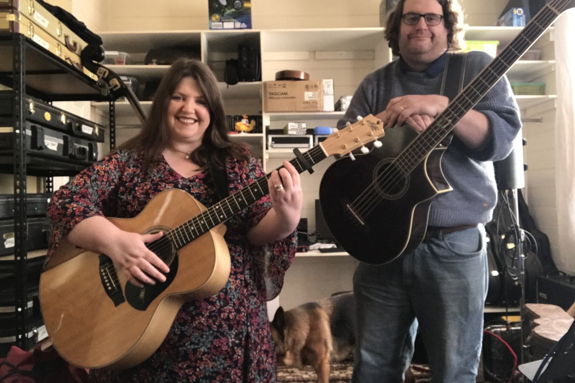 Talent on show: Locals across the western district including Mortlake’s Julie and Rob Stewart-Murray are taking part in the Song Challenge, a Facebook group encouraging artistic locals to perform a song or read a poem during stage three restrictions.