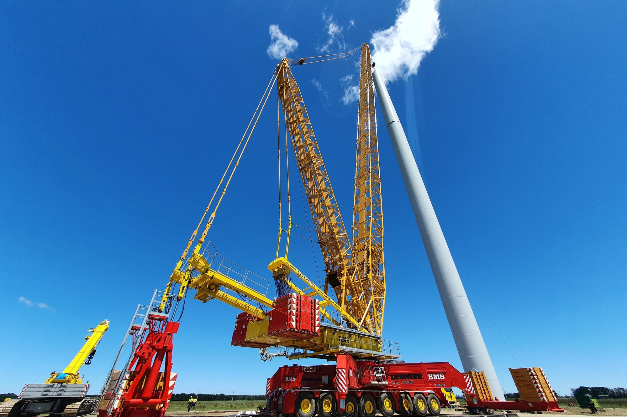 Installation: Construction began on the first wind turbine at Mortlake South Wind Farm last week.