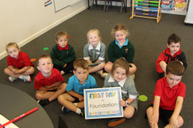 New phase: Nine Foundation students started their primary education journey at Mortlake P-12 College on Monday. 
