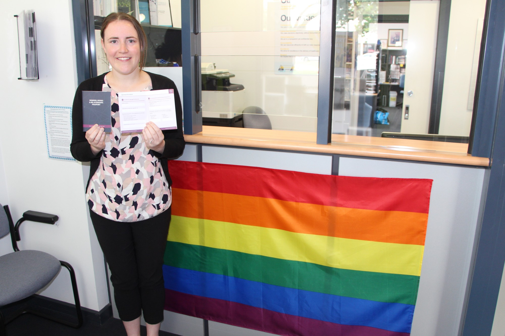 Clear identification: Terang and Mortlake Health Service health promotion officer Laura Stevenson is inviting people within the lesbian, gay, bisexual, transgender, intersex and queer (LGBTIQ+) community to access a new Genders, Bodies and Relationships Passport.