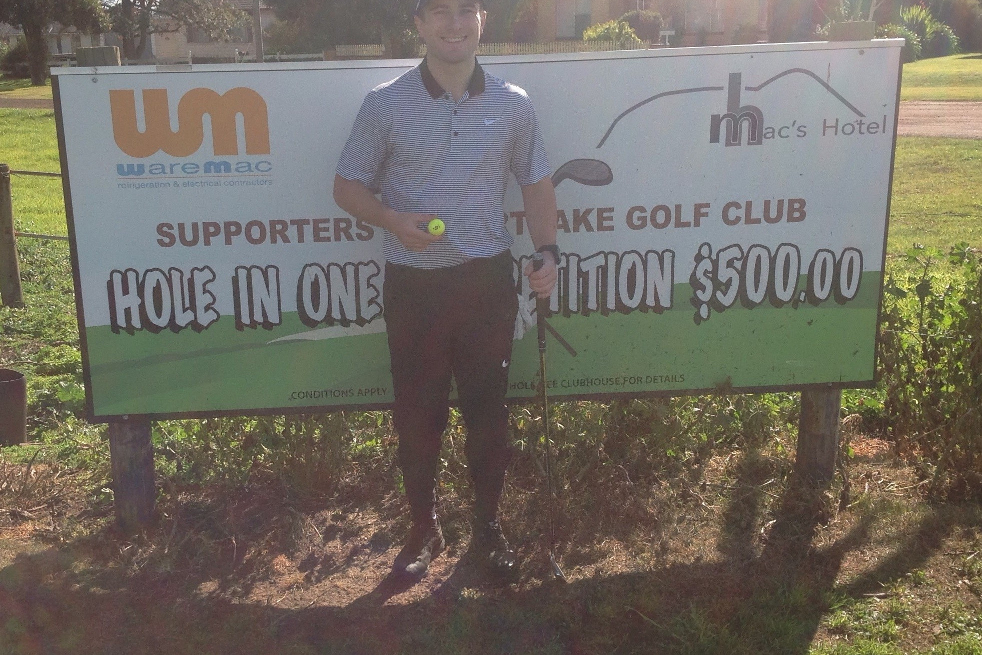Mortlake’s Will Berryman aced the 122 metre, par three ninth hole at Mortlake Golf Club on Saturday.