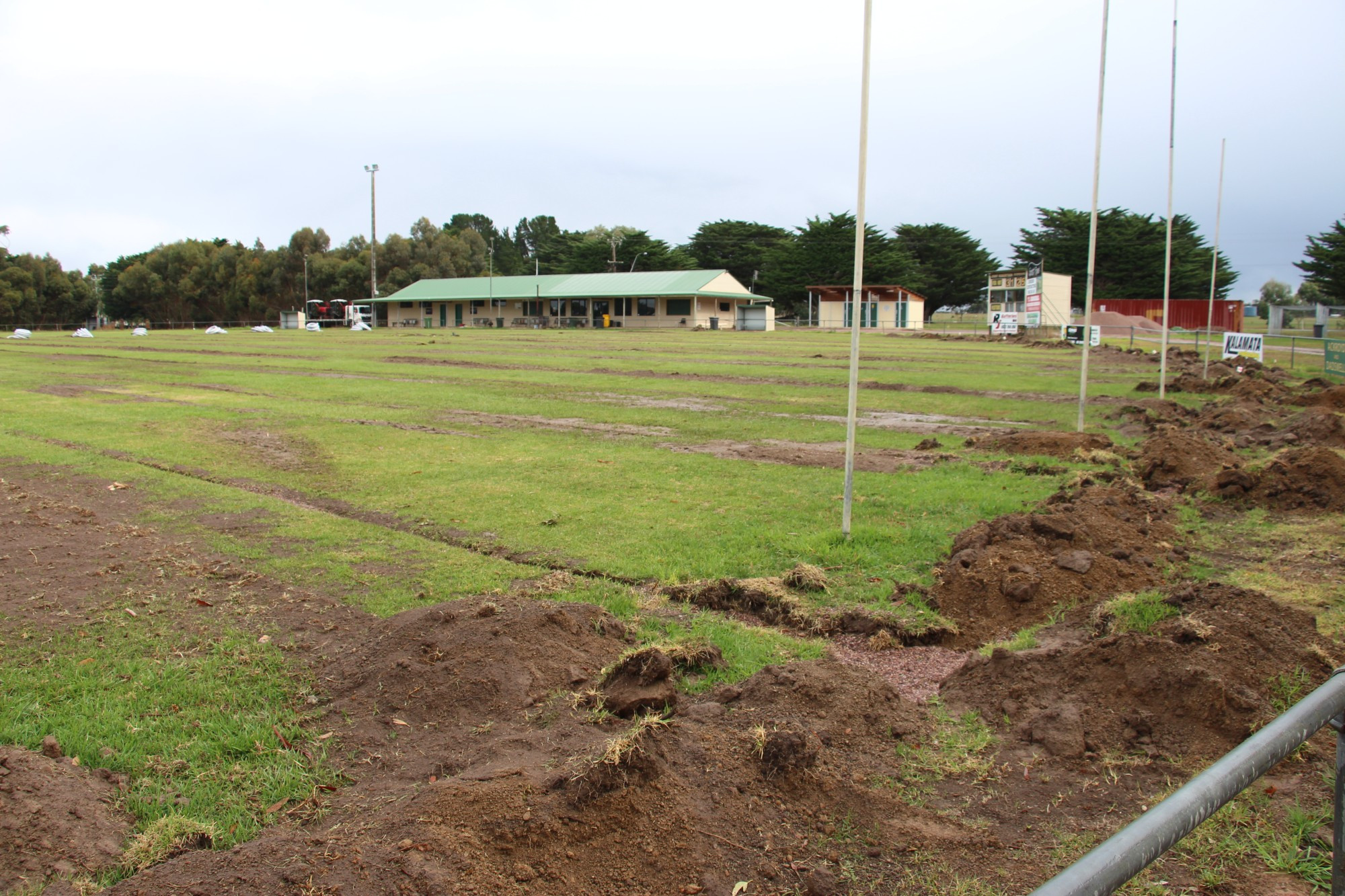 Drained: Woorndoo Recreation Reserve’s playing surface is undergoing a much-needed upgrade to its drainage system while football is on an enforced hiatus.