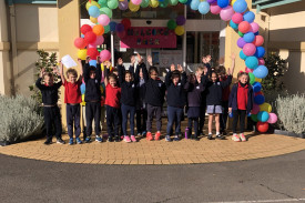 Welcome back: Terang College primary students returned to school for the first time in term two on Tuesday. 