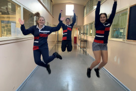 Terang College Year 11 students Ella Sharp, Ben Ruddle and Tegan Hoare. 