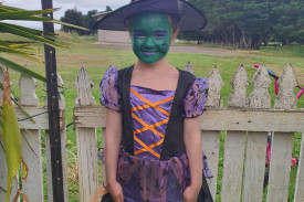 Hayley, 5, dressed as a witch.