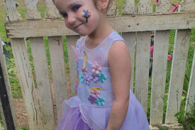 Kyra, 3, got into the halloween spirit, dressing up as a princess for the day.