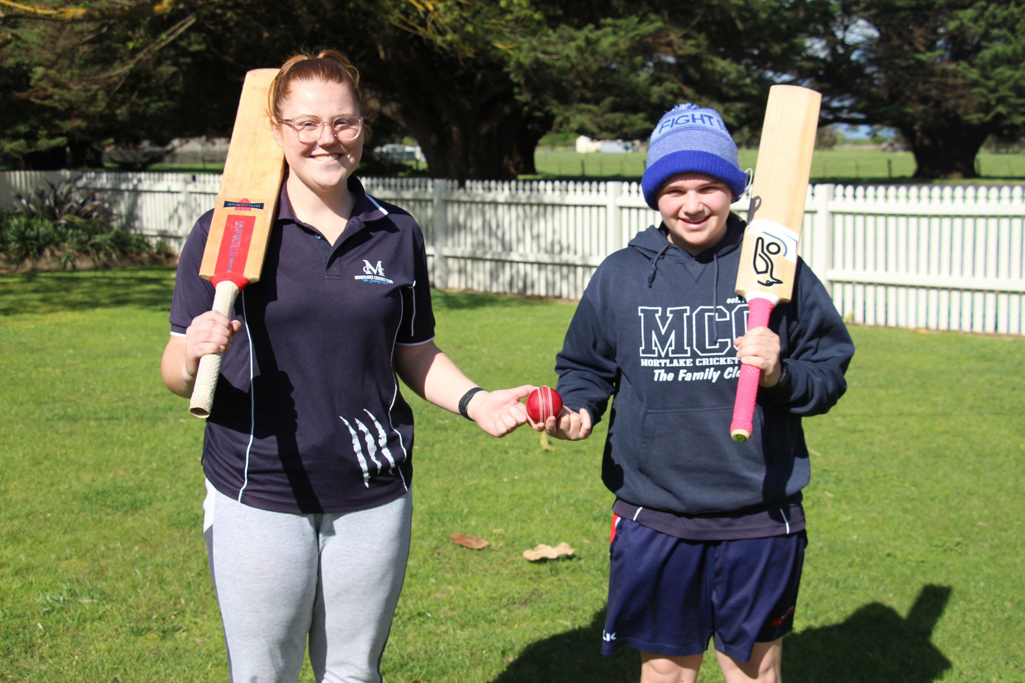 Mortlake cricketers Taylah Casson (left) and Annabelle Glossop are set to test their cricketing prowess at Premier Cricket level with Essendon Maribyrnong Park Ladies Cricket Club this season.