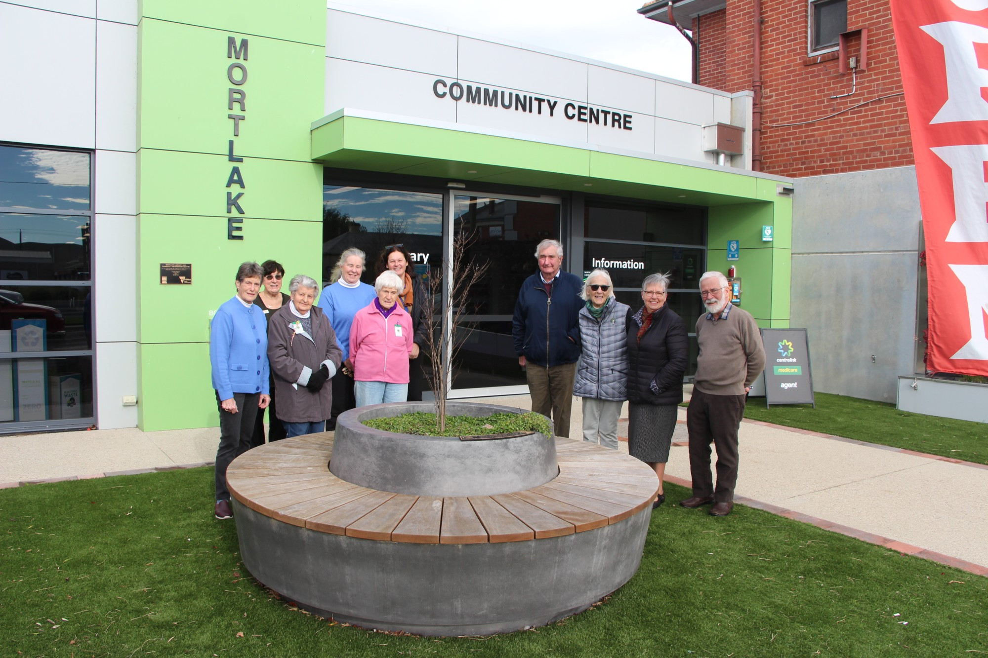Commemoration: Members of the Mortlake Country Women’s Association Day Branch took the long-awaited opportunity to celebrate the installation of a planter seat last Friday.