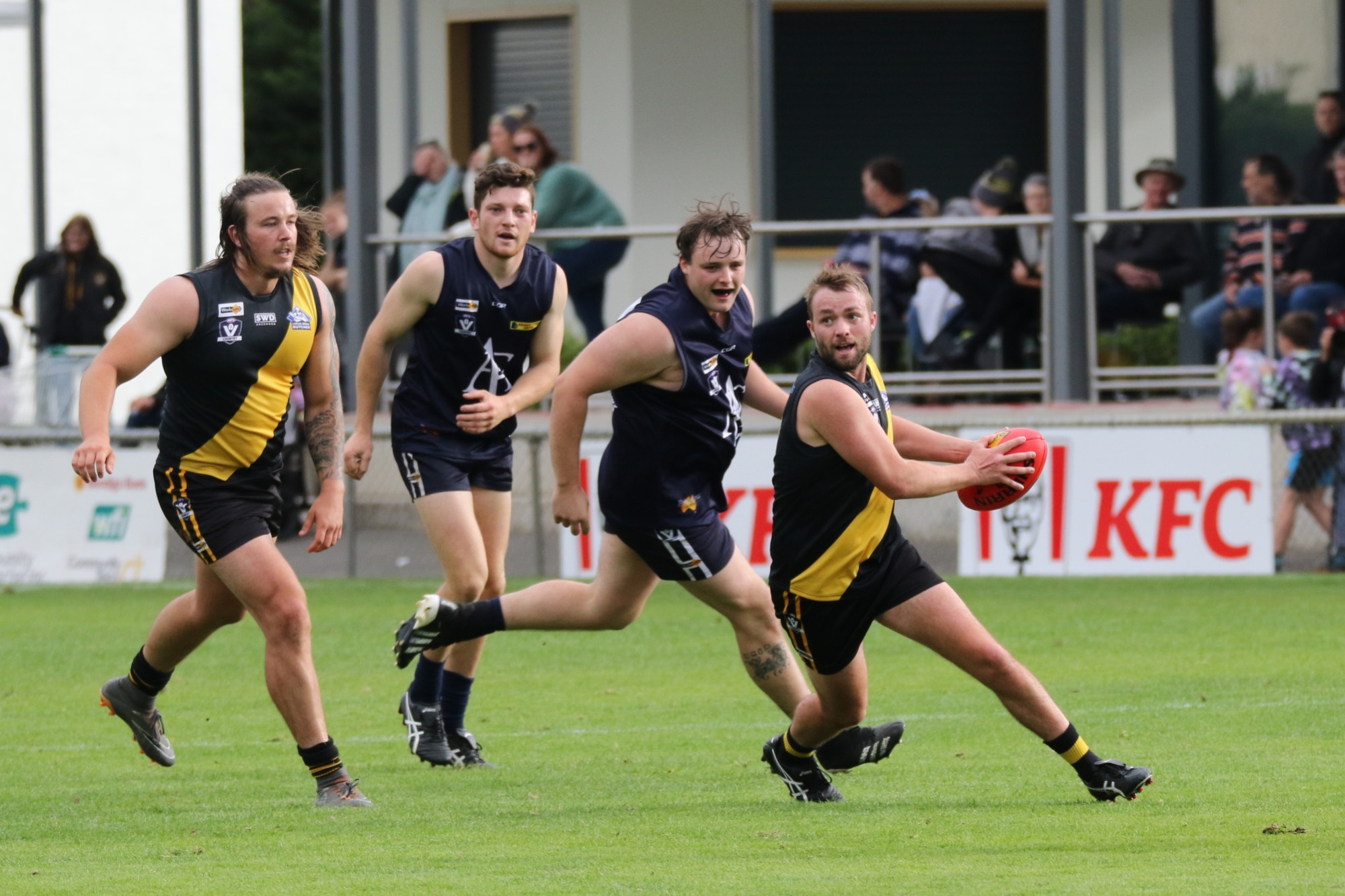 Goal haul: Matt Pemberton, pictured against Ararat Eagles earlier this season, kicked five goals and was one of Woorndoo Mortlake’s best in its win over Penshurst.