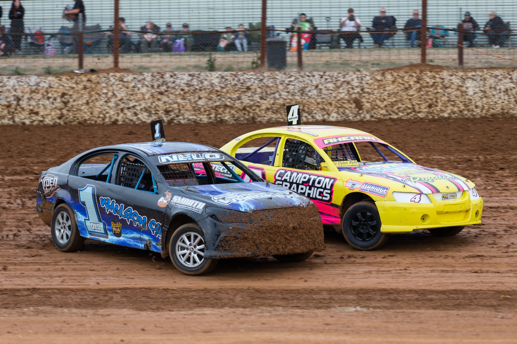 Clash looming: Queensland champion Matt Nelson (left) and Mortlake member Morris Ahearn are set to square off in the Street Stocks at Mid Western Speedway on Saturday night. Picture supplied by SHANE SHARROCK/ROCK SOLID PRODUCTIONS