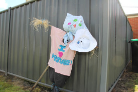 A scarecrow on Scott Street was wearing a shirt reading “I love Mortlake.”