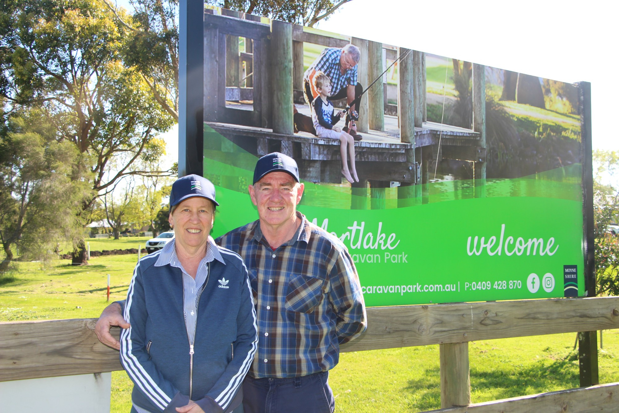 Ready for visitors: Rick Stockdale and Kate Woodward are looking forward to welcoming visitors after being named the new caretakers of the Mortlake Caravan Park.