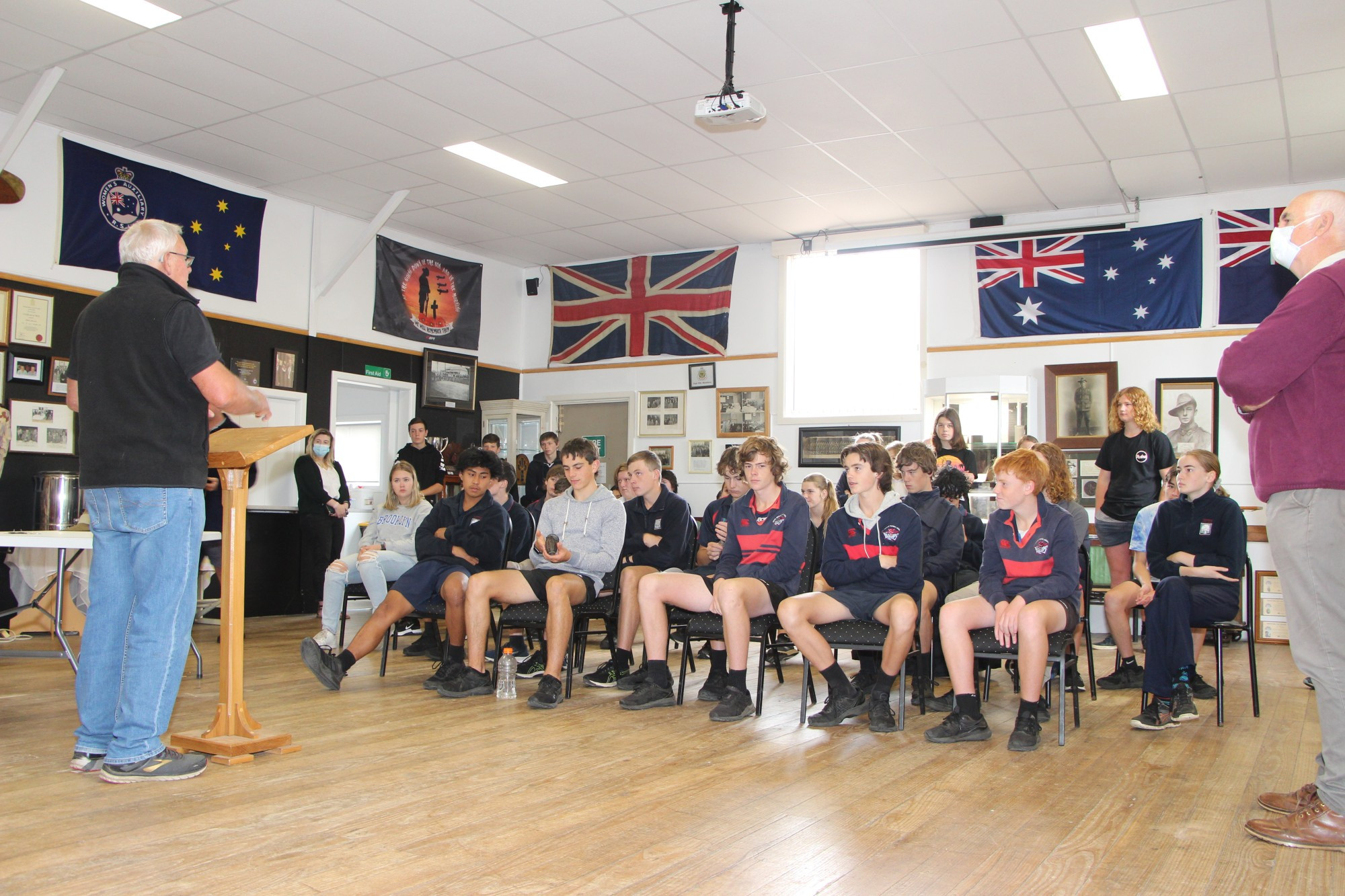 Visitors welcome: Terang College Year 9/10 students received a guided tour of the Terang Returned and Services League sub-branch facilities last week.