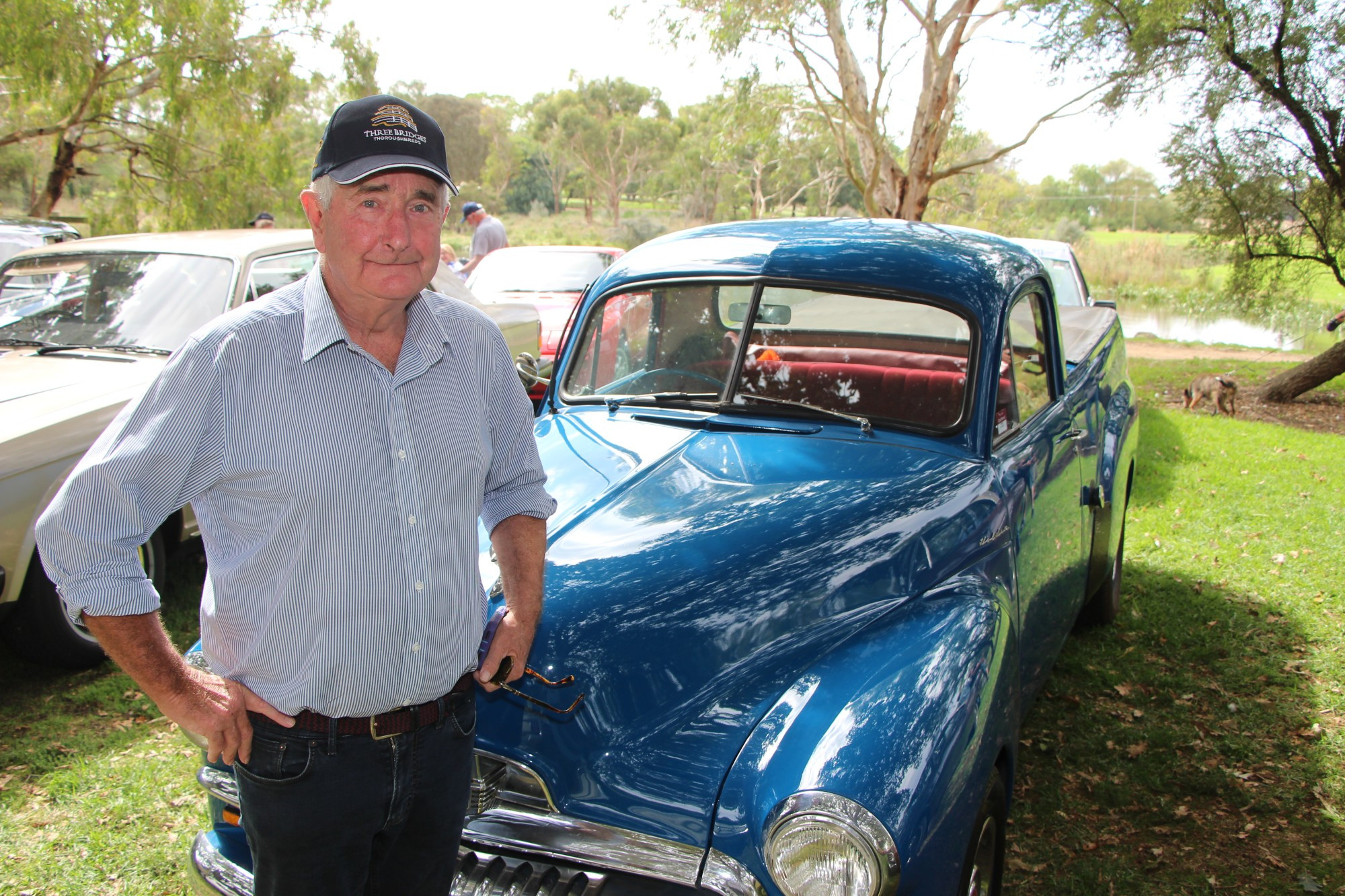 Start your engines: Moyne Shire mayor Ian Smith was among many locals to check out over 100 iconic vehicles visiting Mortlake last weekend.
