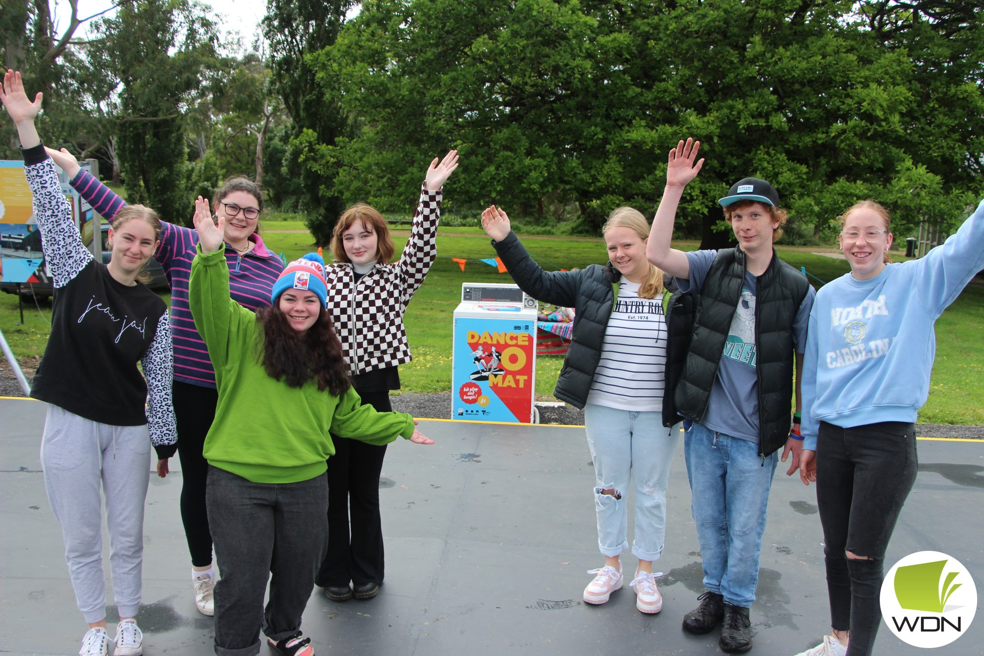 Blame it on the boogie: Mortlake P-12 College VCAL students launched Tea Tree Lake’s newest attraction over the weekend, an outdoor dance space which the students helped to construct.