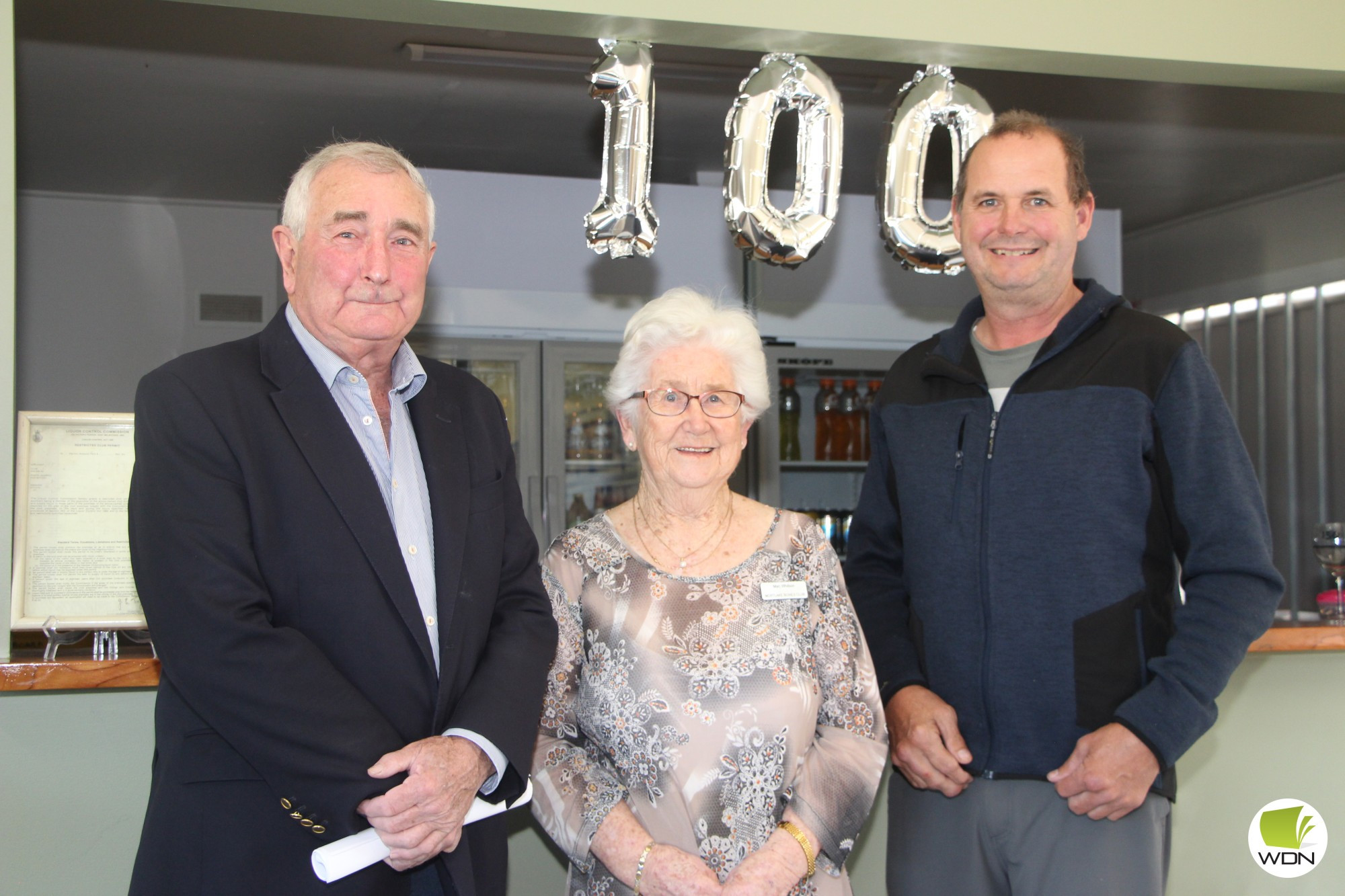 Moyne shire mayor Ian Smith, Life Member Marj Whitson and Justin Rasmussen.