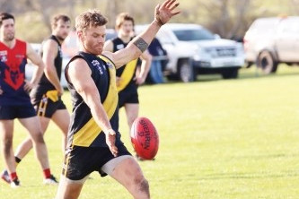 Woorndoo Mortlake senior football coach Isaac Templeton.