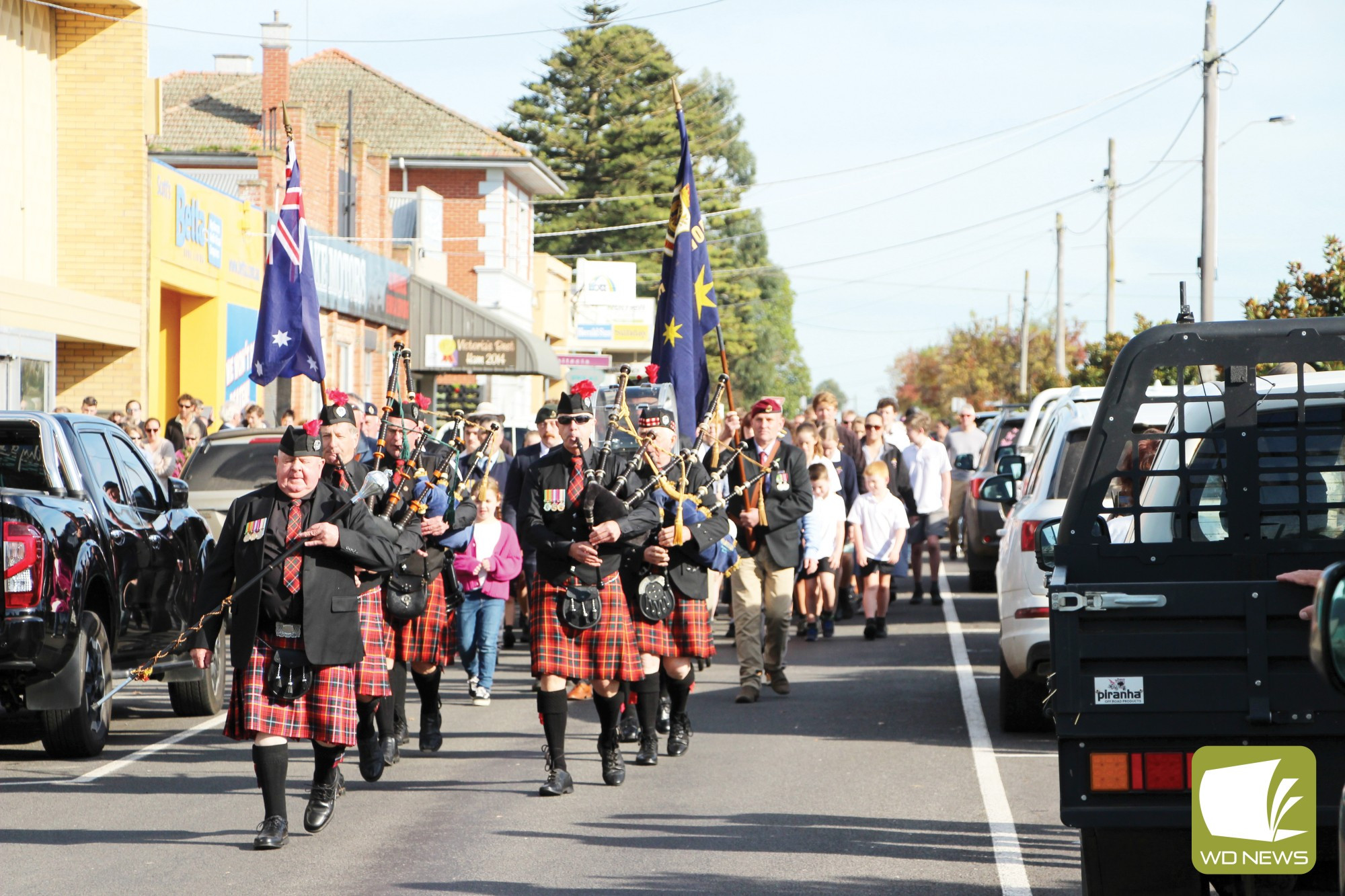 Lest we forget: Members of the community lined the streets to watch on as Mortlake remembered those who served.