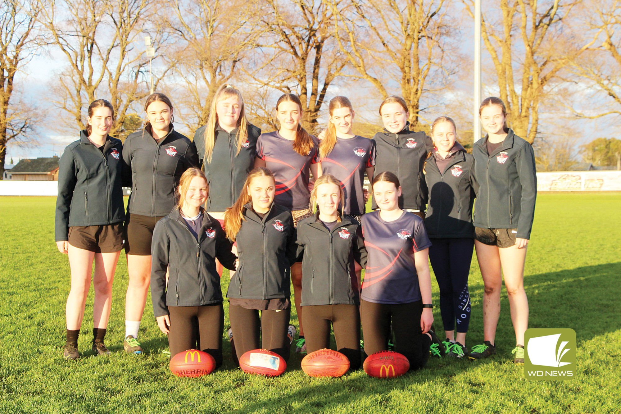 Game ready: The Terang Mortlake Bloods U18 girls were hard at work at training on Monday evening as the girls prepare for their first WVFFL Grand Final against South Warrnambool this weekend.