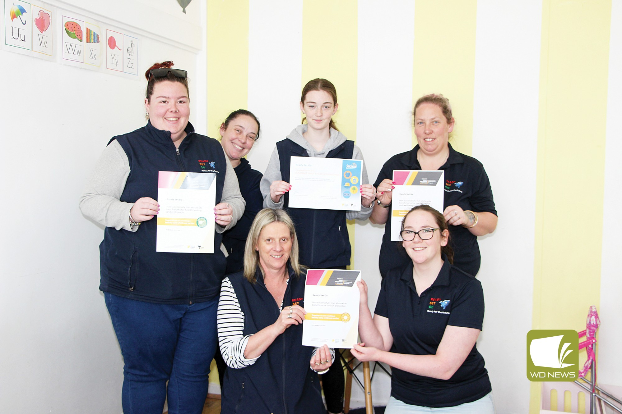 Improvement reognised: Staff at Ready Set Go early learning centre in Mortlake have earned a tick of approval from the Victorian Government in their steps to create a healthy workplace environment.