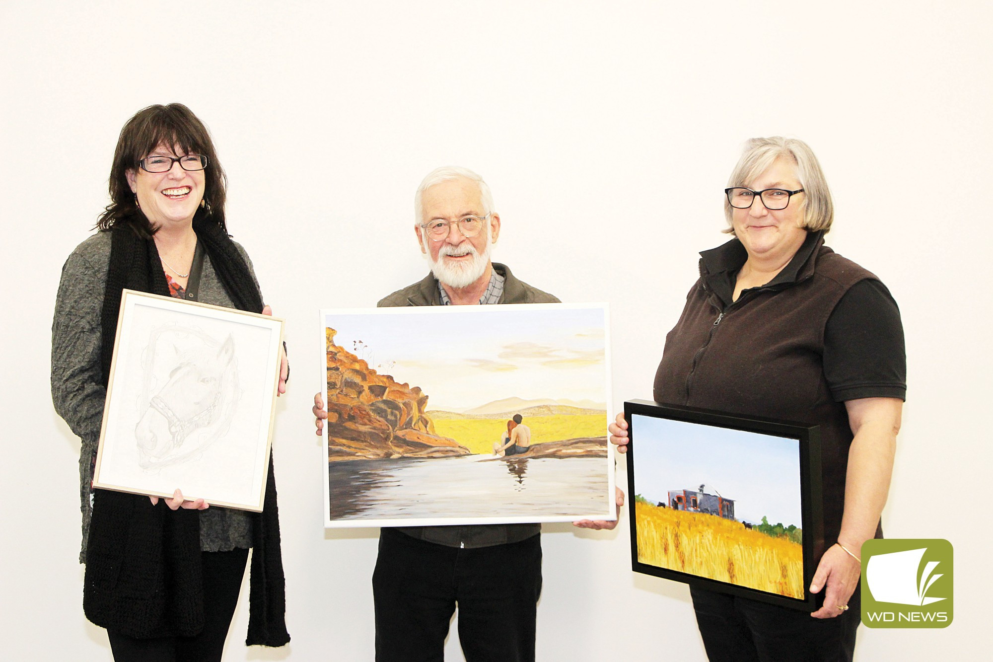 All roads lead to Mortlake: Cassandra Ellis, Kelvin Goodall and Michelle Howat are looking forward to the 2023 Mortlake Art Show and the monthly market drawing visitors to town over the long weekend.