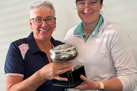 Jess Moulden and Marg White with the Dot Hill Award.