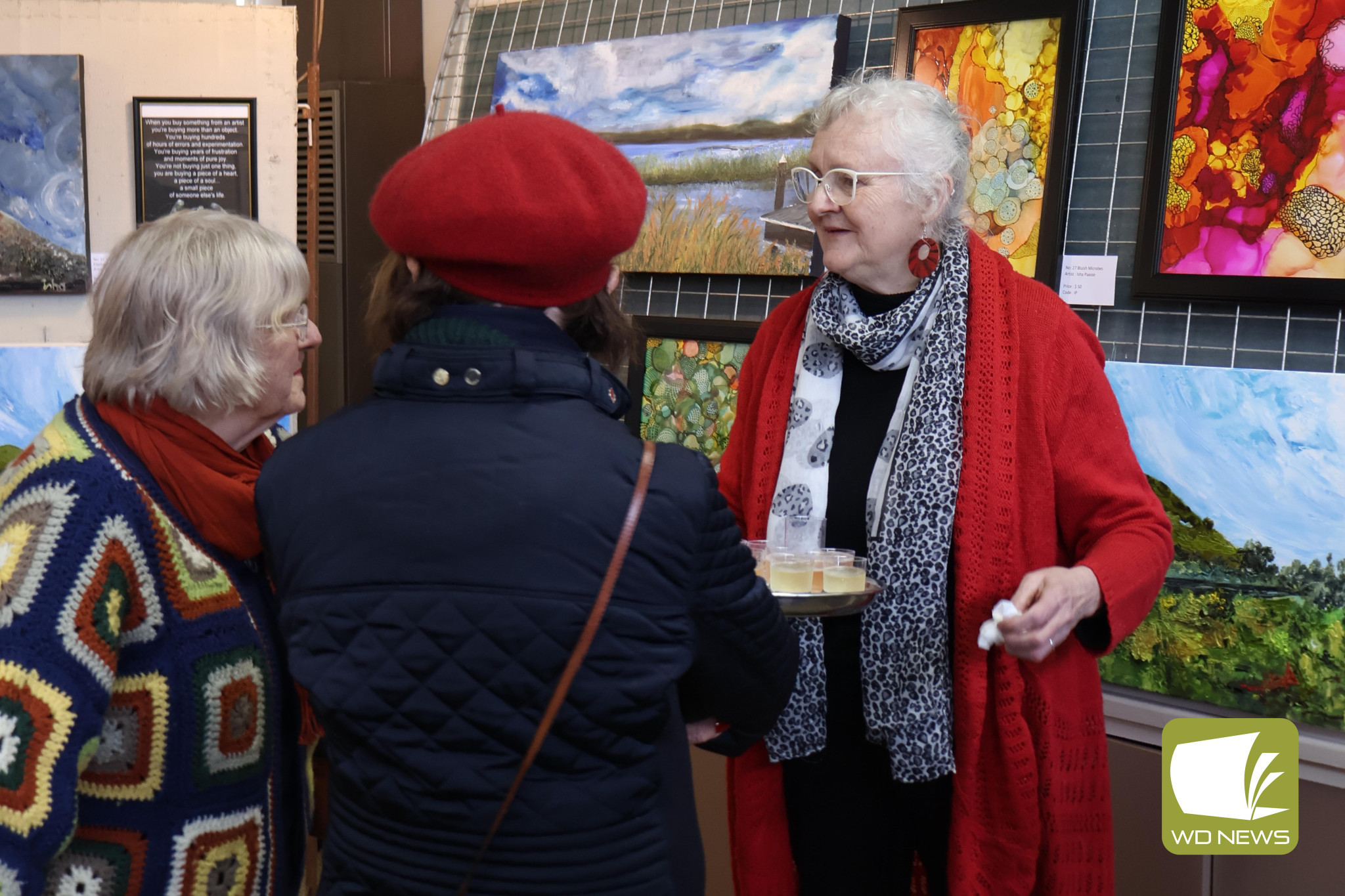 Loving Corangamite: Artist Isha Paasse (right) said feedback about the exhibition over the weekend had been positive.