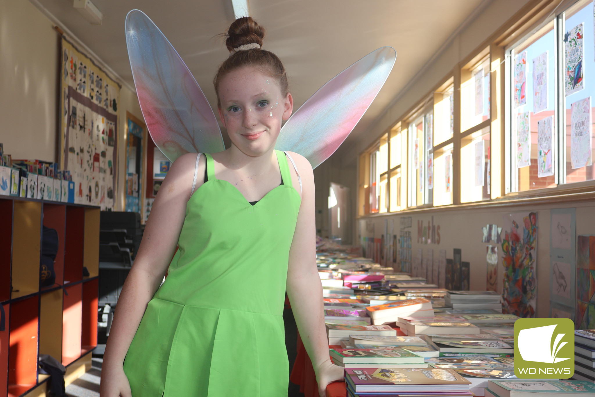 Faith, trust and pixie dust: Sienna McKellar, who dressed up as Tinker Bell for book week, said her mother had worked hard to help make her costume.