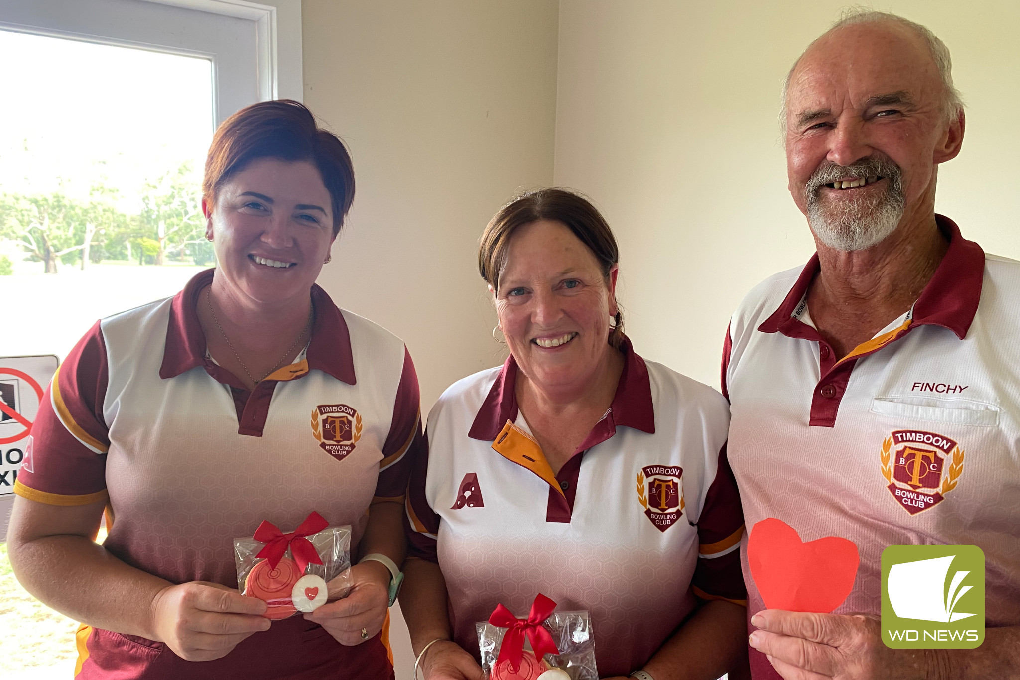 The ‘sweethearts’ of the day from Timboon Bowls Club: Cherie Mungean, Dianne Finch and Arthur Finch.