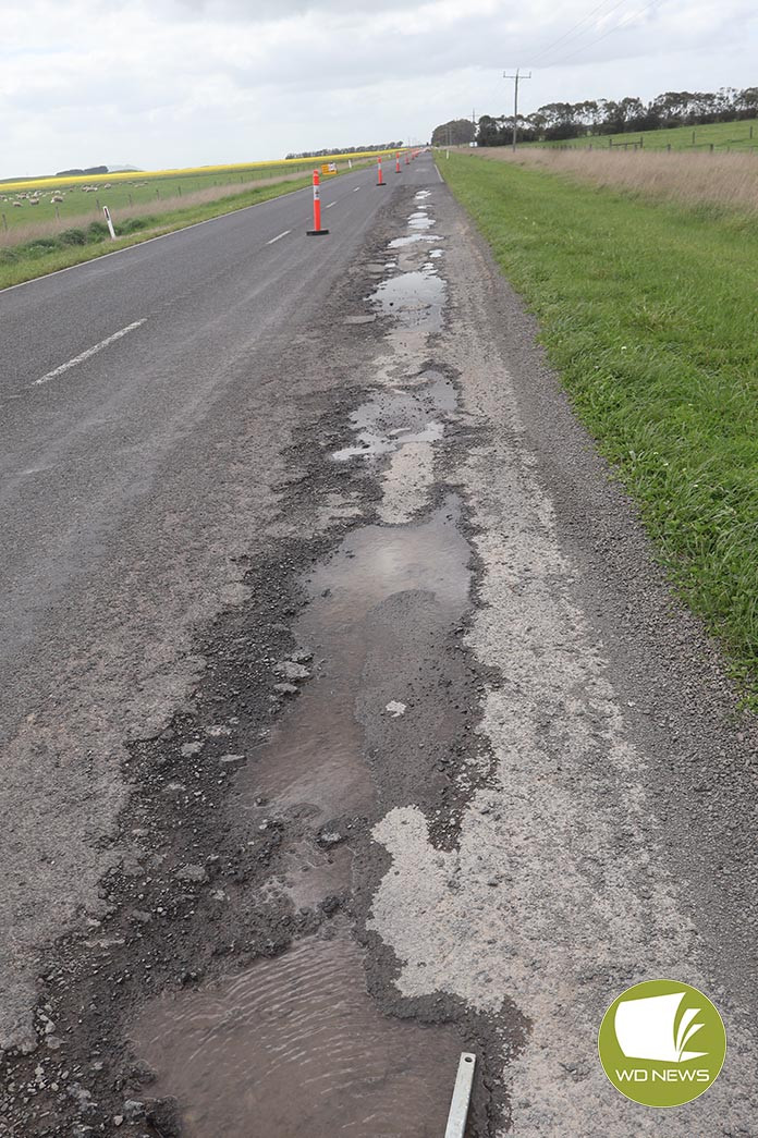 Torn up: A stretch of around 250 metres has been closed off due to the deterioration of road condition.