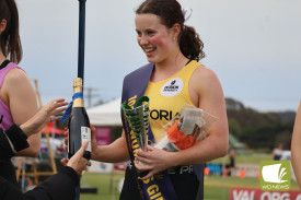 Top spot: Amelia Spenceley was lost for words after she claimed victory in the 100m Cobden Gift over the weekend.