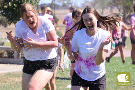 Students were all smiles during their faux food fight.