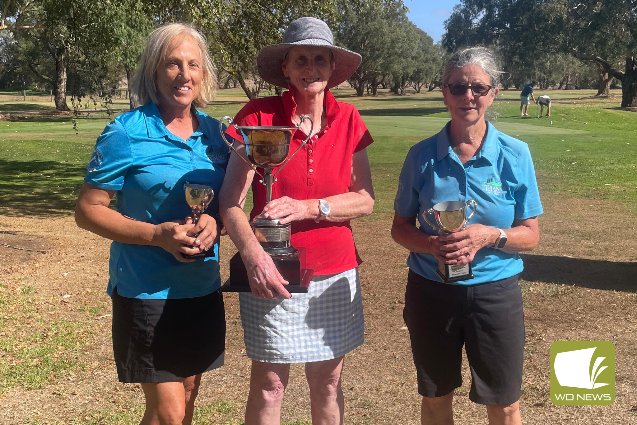Ladies’ champions, from left, Linda Kenna (C grade), Marion Venn (A grade) and Jo Arundell (B grade).