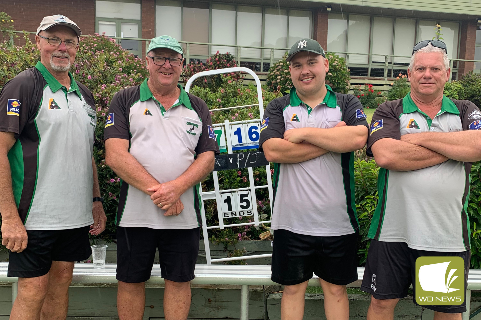 Men’s pairs champions Paul Richards and James Henry with runners-up Algie White and Noel Brebner.