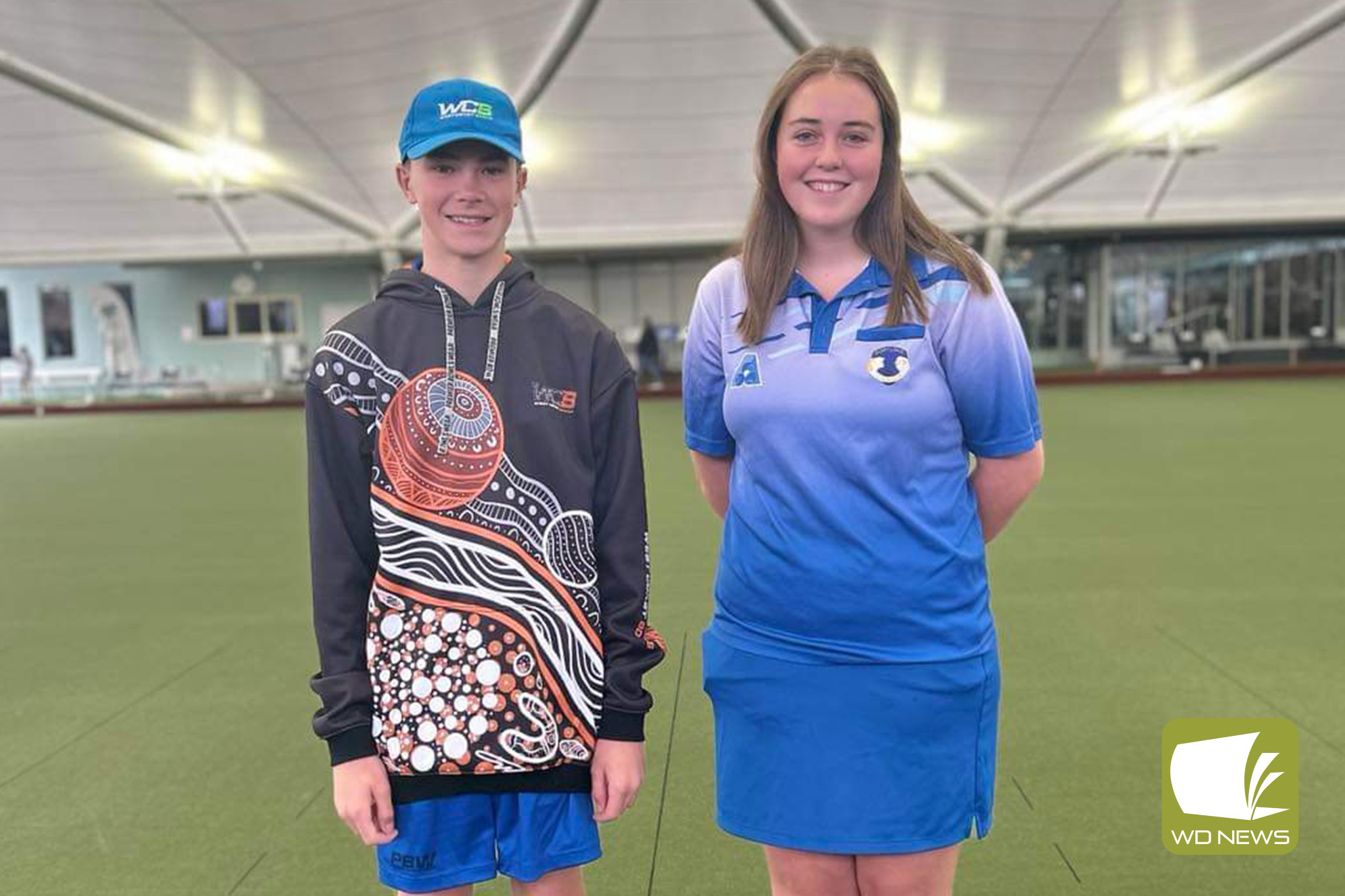 Harry Coleman (left) and Harmony Rasmussen came third in the 2024 Vic open Under 18 Mixed Pair Championship.