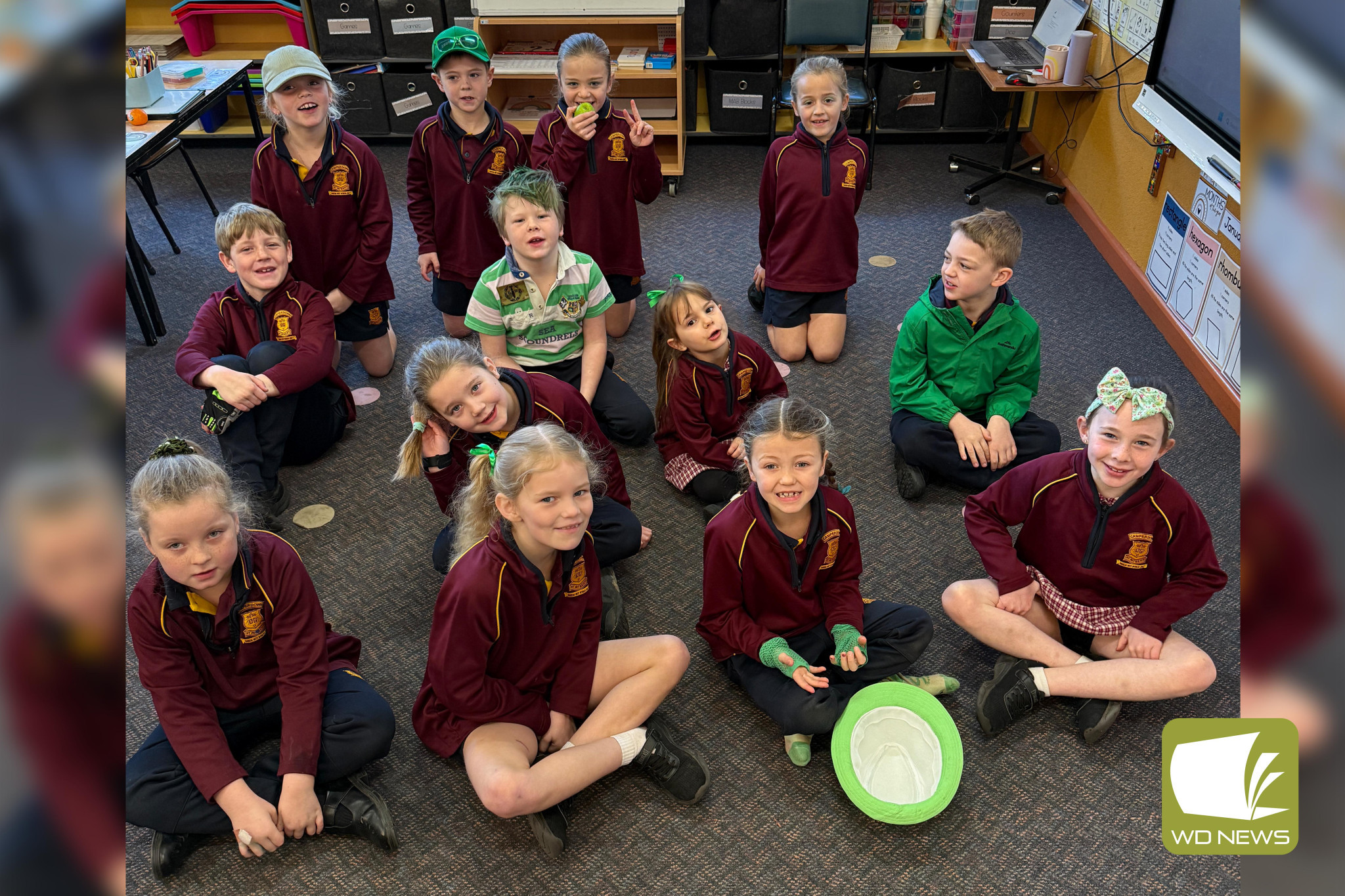 Splashes of green: Students at St Patrick’s Primary School added pops of green to their uniforms.