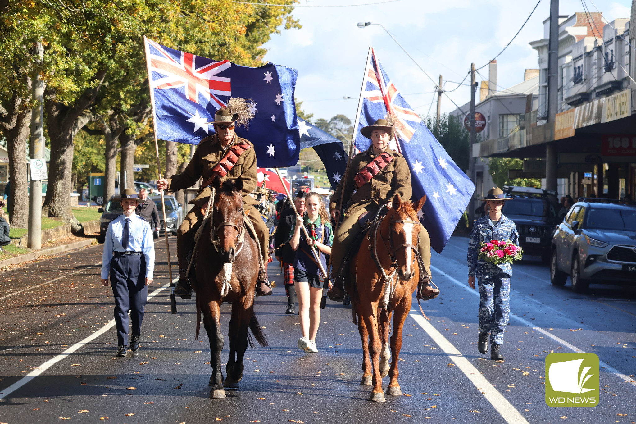 For those who served: Members of the community lined High Street last Thursday as the Terang Returned and Services League sub-branch led a march through town as part of its Anzac Day ceremonies.