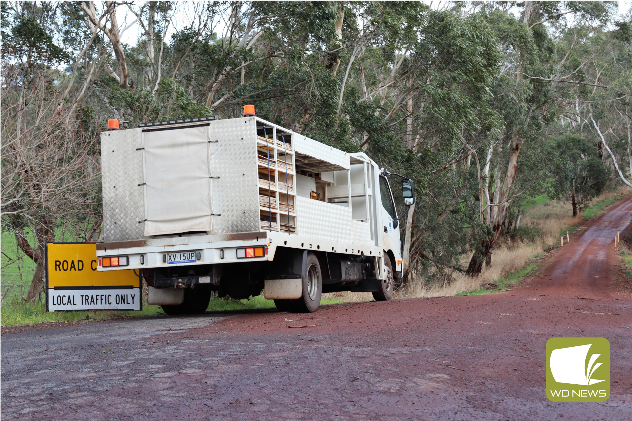 Wrapped up: By lunchtime Wednesday, June 25, Mables Road was cleared of an obstruction caused by a split tree overhanging the road.