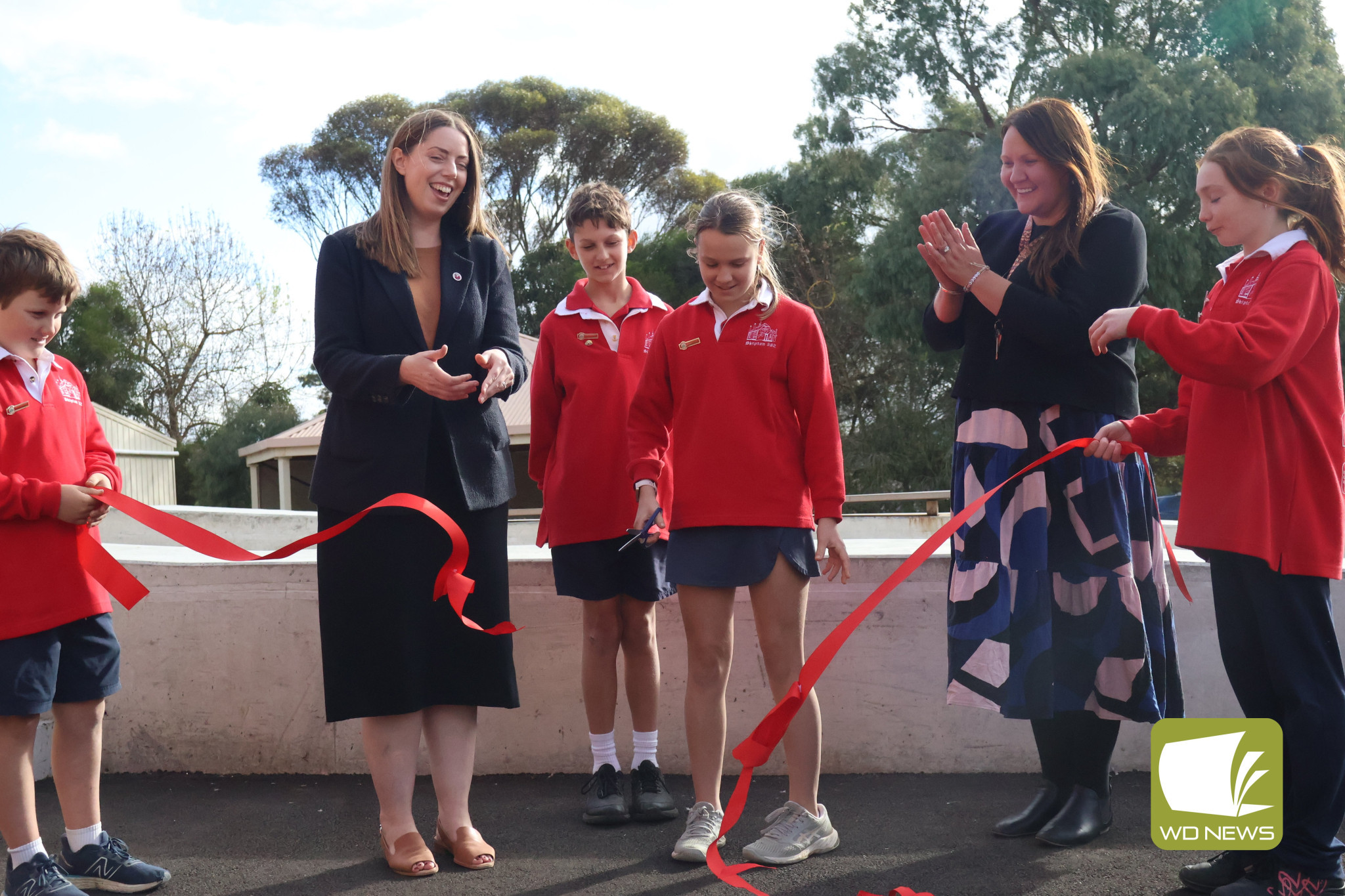 Grand opening: Member for Rippon Martha Haylett joined students and staff at Skipton Primary School in unveiling the completed upgrade works last Wednesday.