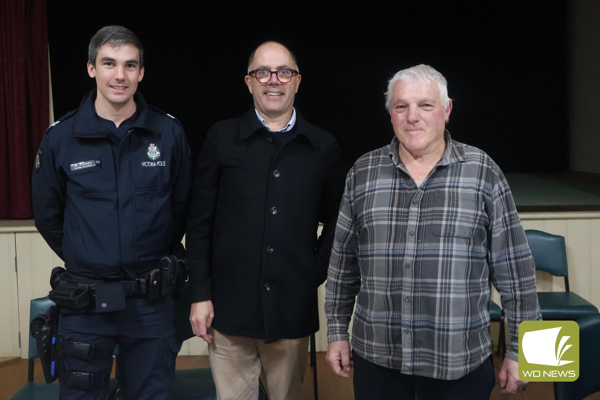 People power: Mitch Prewett, Member for Polwarth Richard Riordan and Derrinallum Progress Association president Kevin Molesworth encouraged residents to share their concerns at a special meeting last Wednesday night.