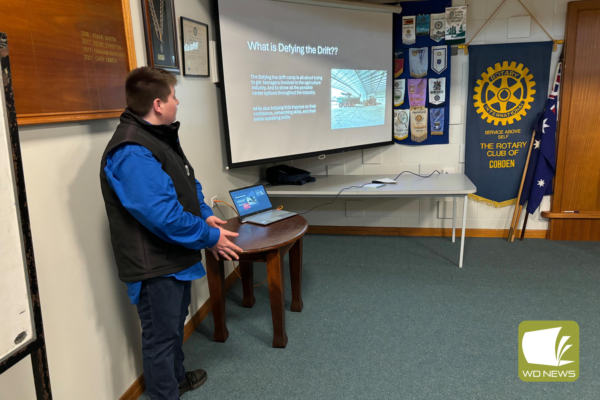 Supporting youth: Cobden Technical School’s Alan Warden received support from the Rotary Club of Cobden to attend a program called ‘Defy the Drift’.