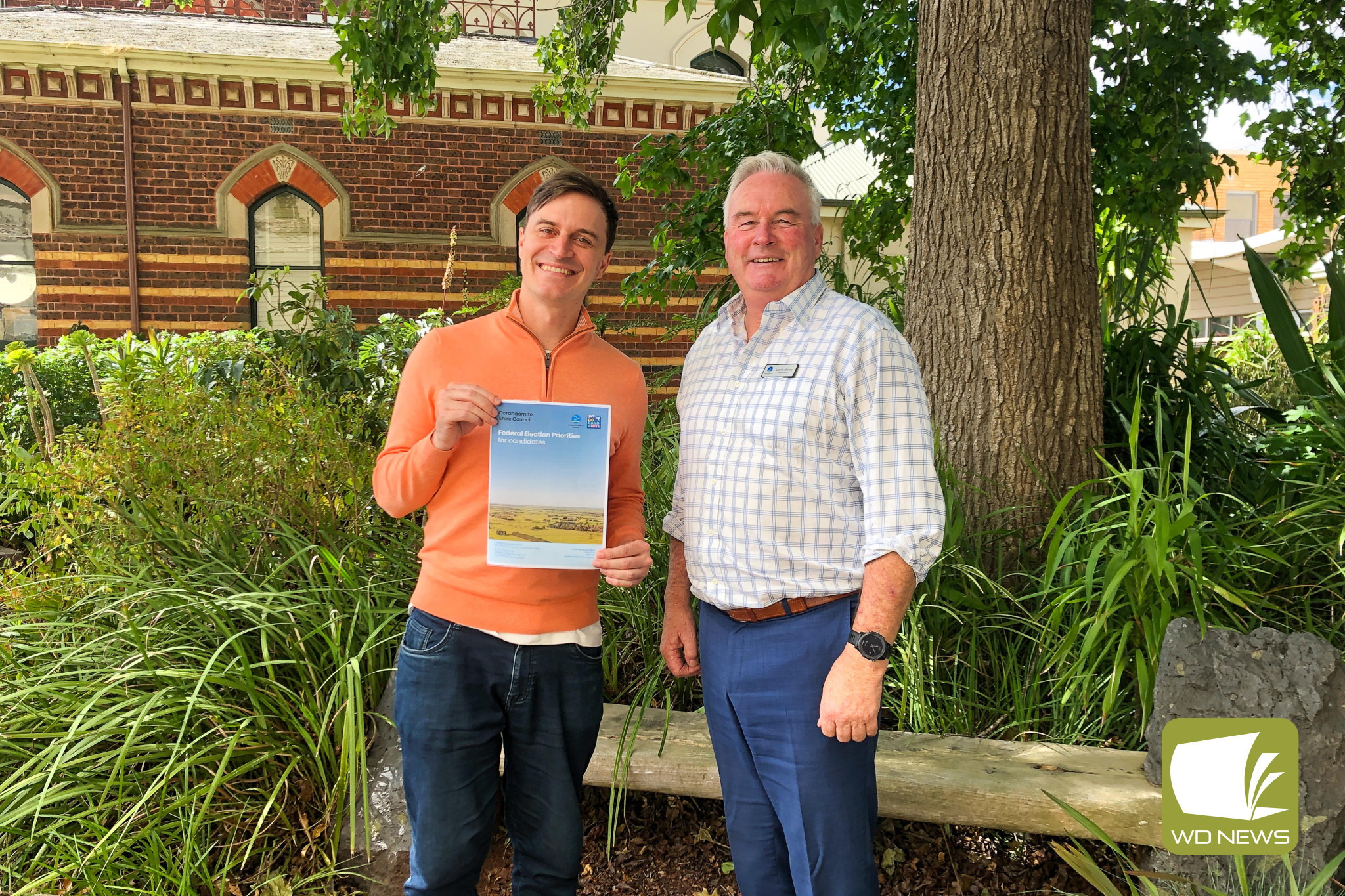 Priorities: Independent Candidate for Wannon Alex Dyson met with deputy mayor Laurie Hickey and CEO David Rae to discuss Corangamite Shires priorities.