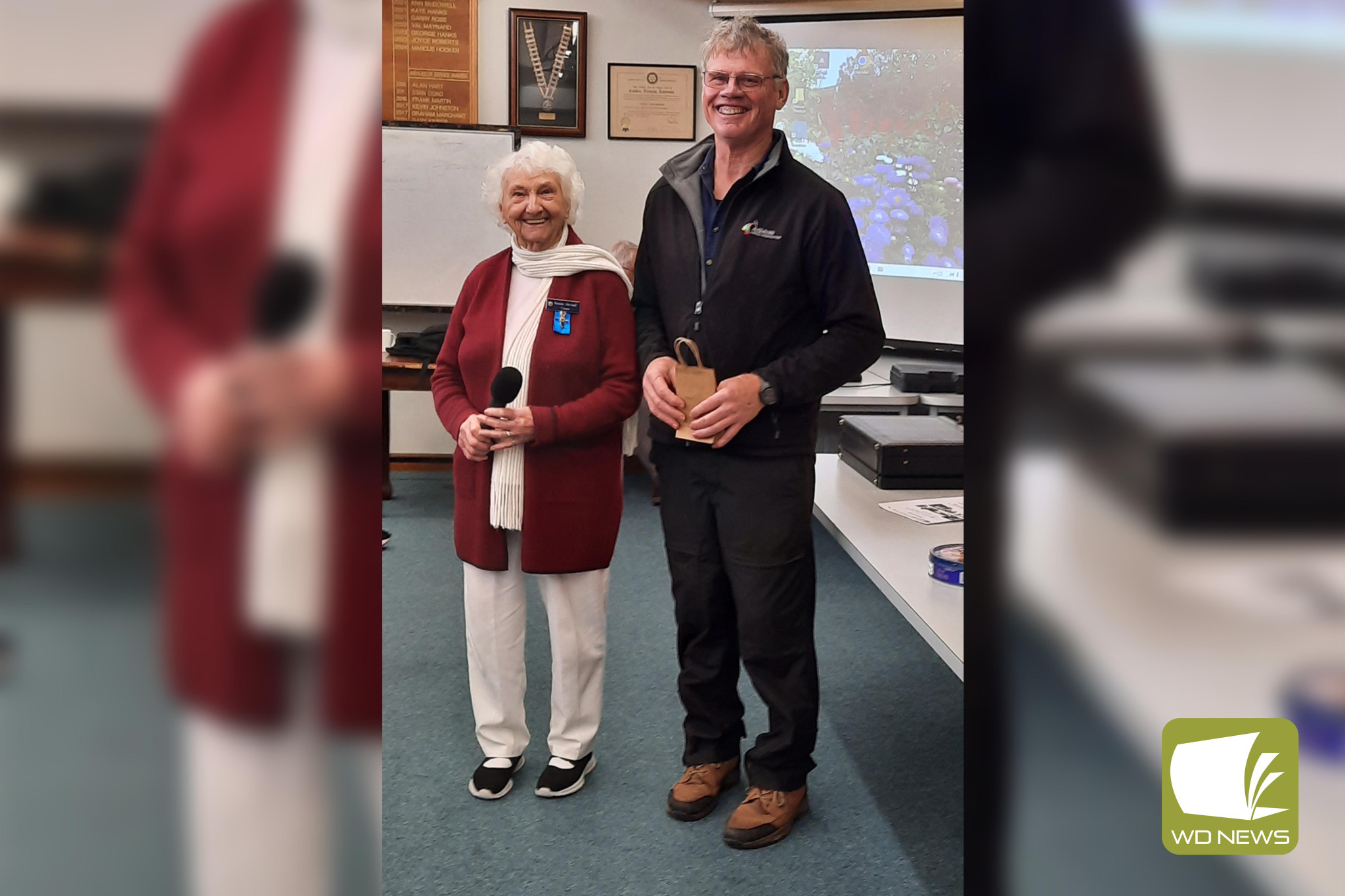 To the skies: Local pilot Peter Rohan joined Cobden Probus Club members as guest speaker.