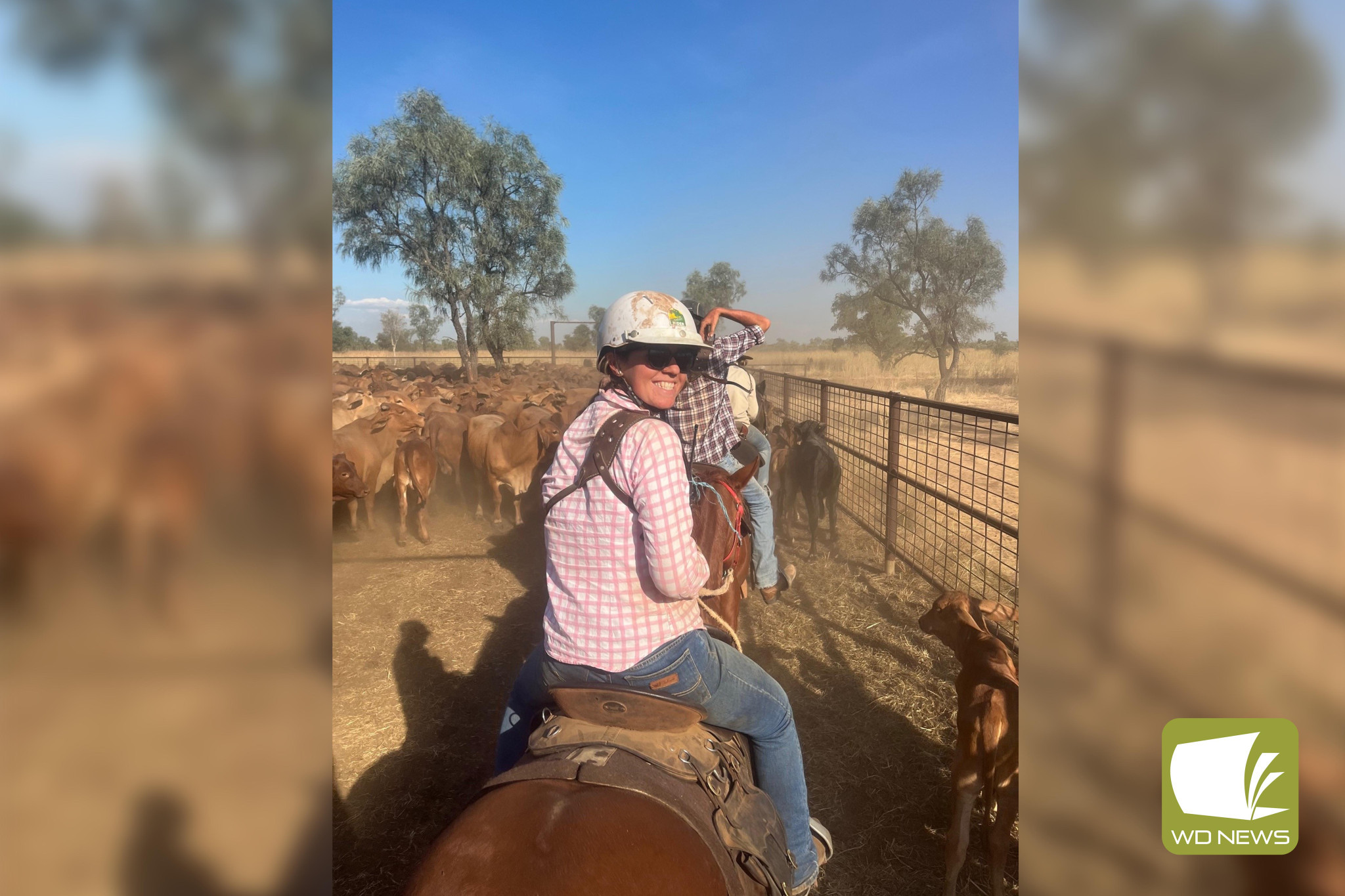 A world away: Olivia Whiting is taking an unconventional gap year, swapping the green pastures of the south west for a 28,000 strong cattle station in Western Australia.