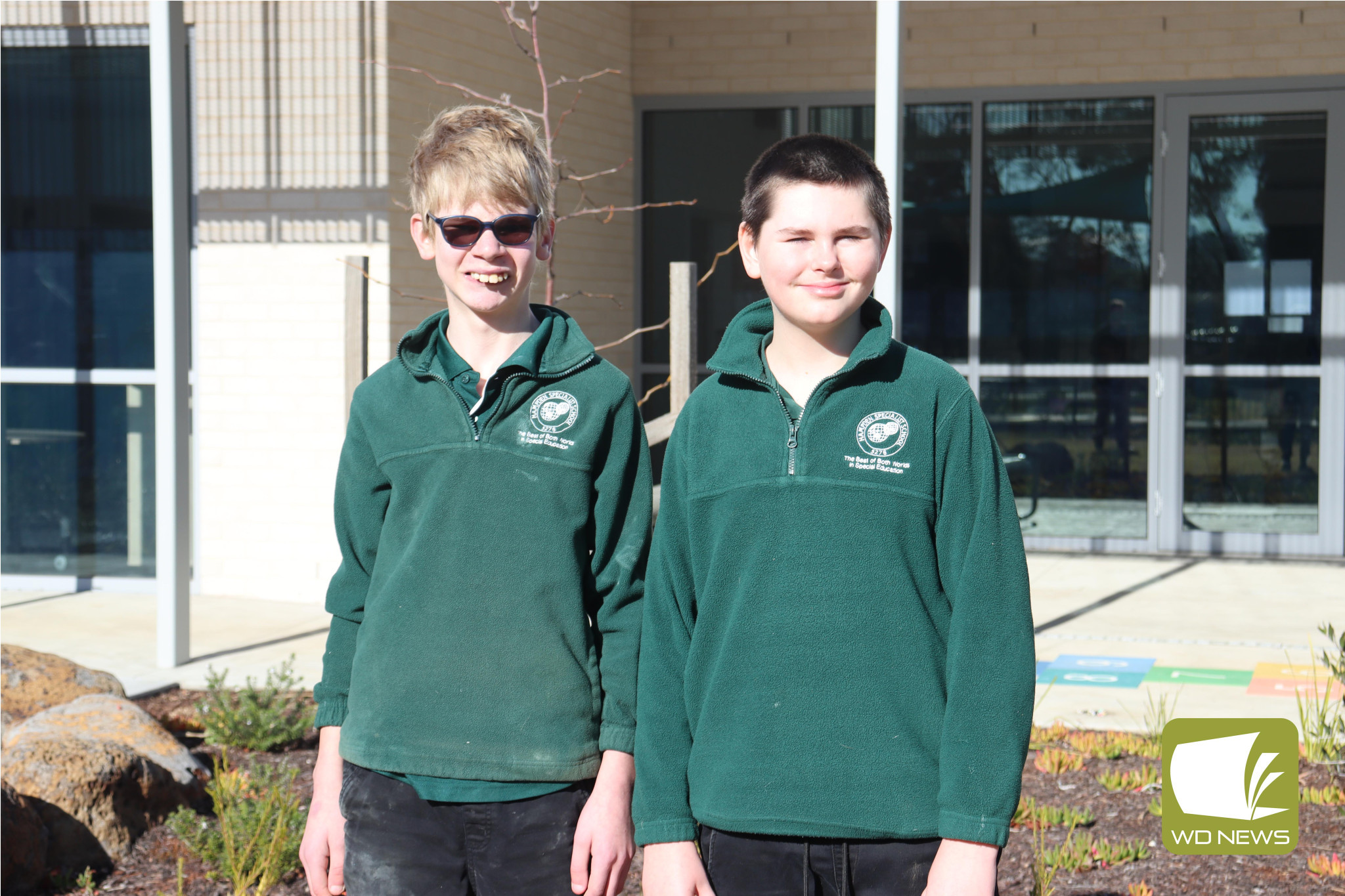 Helping out: Kye Rumble and Miles Rogers from Hampden P12 noticed there were homeless people in Colac while attending school swimming and sought to offer support by collecting donations for the Colac Salvation Army.