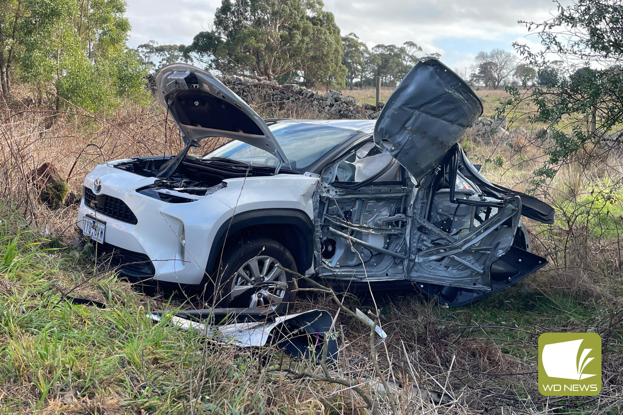 Close call: The driver of a vehicle had a lucky escape following an accident on the Cobden-Stonyford Road last Thursday.